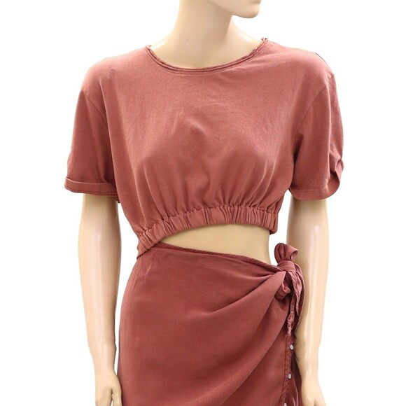 Free People Rae Maxi Dress Redwood Effortless Cutout Beach Resort S NEW 283450 - Picture 2 of 4